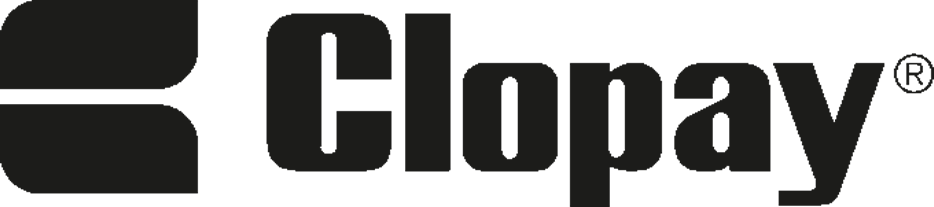 A black colored photo of clopay logo